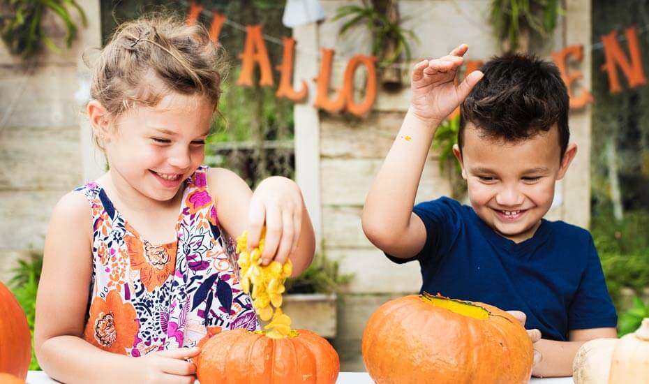 Children and Halloween Pumpkins